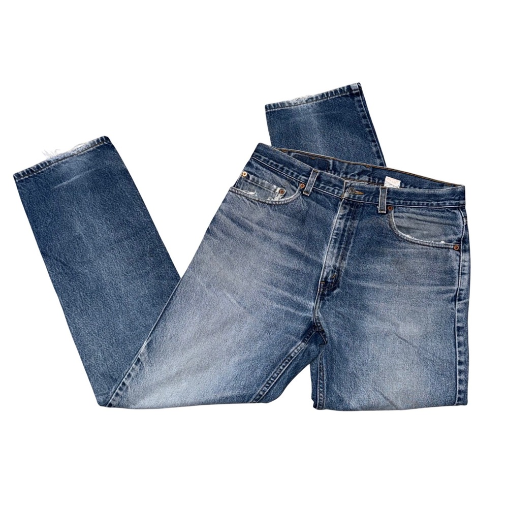 Levi's 505 Regular Fit Jeans Mens 34x32 Blue Fair Distressed Vintage Straight